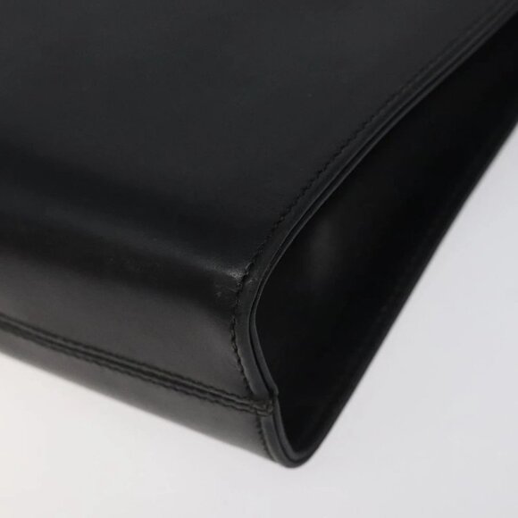 Salvatore Ferragamo Gancini Chain Shoulder Bag Leather Black Gold - Picture 10 of 16